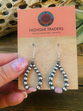 Load image into Gallery viewer, Navajo Sterling Silver Pearl &amp; Pink Opal Dangle Hoop Earrings