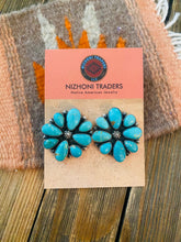 Load image into Gallery viewer, Navajo Sterling Silver &amp; Natural Turquoise Cluster Post Earrings