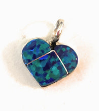 Load image into Gallery viewer, Zuni Sterling Silver &amp; Dark Blue Fire Opal Heart Pendant
