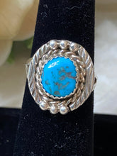 Load image into Gallery viewer, Old Pawn Turquoise Sterling silver Circle Ring Size 6.25