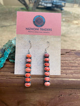 Load image into Gallery viewer, Orange Spiny &amp; Sterling Silver Navajo Dangles