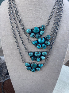Navajo Natural Kingman Turquoise & Sterling Silver Necklace by Ella Peters
