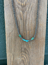 Load image into Gallery viewer, Navajo Turquoise And Sterling Silver Beaded 18in Necklace