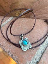 Load image into Gallery viewer, Handmade German Silver &amp; Turquoise Leather Necklace