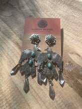 Load image into Gallery viewer, Navajo Sterling Silver &amp; Turquoise Thunderbird Dangle Earrings