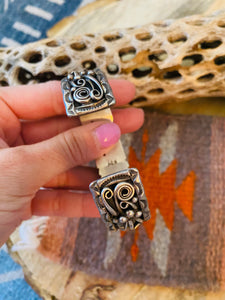 Navajo Old Pawn Vintage Turquoise, Coral & Sterling Silver Cuff Bracelet