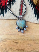 Load image into Gallery viewer, Australian Turquoise &amp; Pearl Heart Pendant