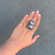 Load image into Gallery viewer, Navajo Sterling Silver &amp; White Buffalo Statement Ring Size 10.5
