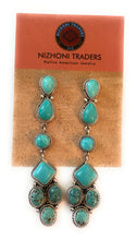 Load image into Gallery viewer, Navajo Sterling Silver &amp; Natural Turquoise Dangle Earrings Signed