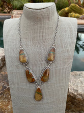 Load image into Gallery viewer, Navajo Ribbon Turquoise And Sterling Silver Necklace Set Signed