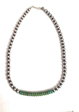 Load image into Gallery viewer, Navajo Turquoise &amp; Sterling Silver Beaded 6 mm Necklace 16”