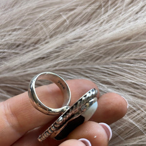 Navajo White Buffalo & Sterling Silver Ring Size 6