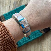Load image into Gallery viewer, Navajo Multi Stone &amp; Sterling Silver Inlay Cuff Bracelet