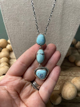 Load image into Gallery viewer, Navajo Sterling Silver And Golden Hills Turquoise Lariat Necklace