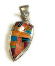 Load image into Gallery viewer, Navajo Multi Stone Inlay &amp; Sterling Silver Pendant