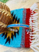 Load image into Gallery viewer, Navajo Sterling Silver &amp; Blue Opal Inlay Cuff Bracelet
