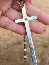 Load image into Gallery viewer, Handmade Sterling Silver &amp; Fresh Water Pearl 4 inch Cross