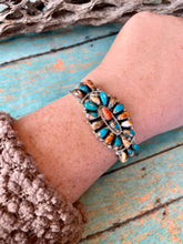 Load image into Gallery viewer, Navajo Spice Mojave And Sterling Silver Cluster Adjustable Cuff Bracelet