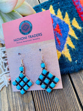 Load image into Gallery viewer, Navajo Sleeping Beauty Turquoise &amp; Sterling Silver Cluster Dangle Earrings