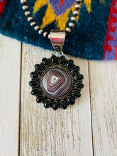 Load image into Gallery viewer, Handmade Sterling Silver, Fordite &amp; Onyx Cluster Pendant
