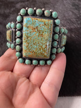Load image into Gallery viewer, Anthony Skeets Navajo Turquoise &amp; Sterling Silver Cuff Bracelet Signed