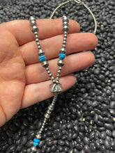 Load image into Gallery viewer, Navajo Sterling Silver &amp; Turquoise Beaded Lariat Necklace