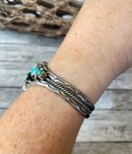 Load image into Gallery viewer, Beautiful Navajo Sterling Sonoran Mountain Turquoise Adjustable Bracelet Cuff