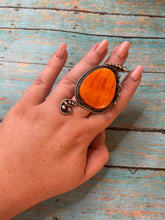 Load image into Gallery viewer, Navajo Sterling Silver And Orange Spiny Ring Size 8