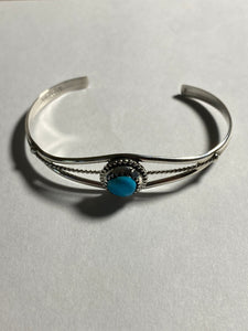 Kingman Turquoise Sterling Silver Baby/ Child Cuff Bracelet 4”