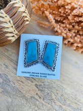 Load image into Gallery viewer, Vintage Navajo Turquoise &amp; Sterling Silver Post Earrings Signed