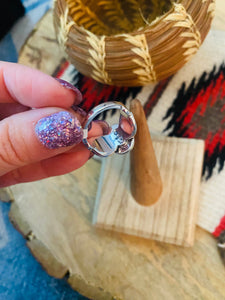 Navajo Sonoran Gold Turquoise & Sterling Silver Ring Size 7