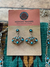 Load image into Gallery viewer, Zuni Sterling Silver &amp; Turquoise Petit Point Necklace &amp; Earring Set Signed