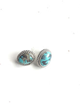 Load image into Gallery viewer, Navajo Sterling Silver &amp; Turquoise Stud Earrings Signed M Silversmith