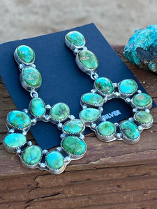 Navajo Sterling Silver & Sonoran Gold Turquoise dangles by M. Silversmith