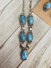 Load image into Gallery viewer, Navajo Sterling Silver &amp; Golden Hills Turquoise Lariat Necklace Set