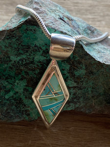 Turquoise & Sterling Silver Diamond shape Pendant