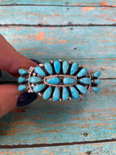 Load image into Gallery viewer, Navajo Turquoise And Sterling Silver Cluster Adjustable Cuff Bracelet