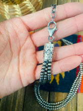 Load image into Gallery viewer, Navajo Sterling Silver Pearl 3mm Beaded 3 Strand Necklace 16”