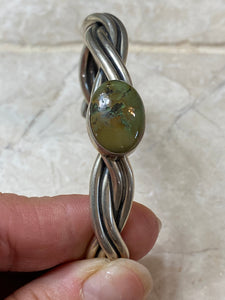 Braided Sterling Silver Tibetan Turquoise Cuff Bracelet