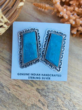 Load image into Gallery viewer, Vintage Navajo Turquoise &amp; Sterling Silver Post Earrings Signed