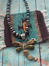Load image into Gallery viewer, Navajo Sterling Silver, Turquoise &amp; Coral Dragonfly Necklace By Patrick Yazzie