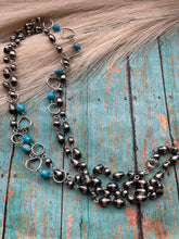 Load image into Gallery viewer, Navajo Sterling Silver &amp; Turquoise Beaded Necklace &amp; Earrings Set