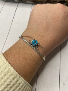 Navajo Sterling Silver & Turquoise Cuff Bracelet Signed