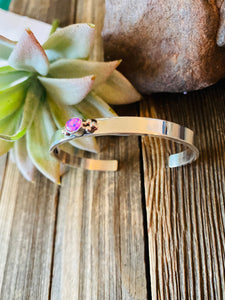 Navajo Sterling Silver & Pink Opal Cuff Bracelet