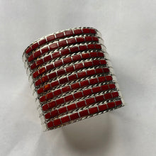 Load image into Gallery viewer, Zuni Sterling Silver &amp; Coral Cuff Bracelet Signed