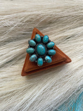 Load image into Gallery viewer, Navajo Sterling Silver &amp; Turquoise Adjustable Flower Ring Signed