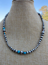 Load image into Gallery viewer, Navajo Turquoise &amp; Spiny Spice Sterling Silver Beaded Necklace 18 inch