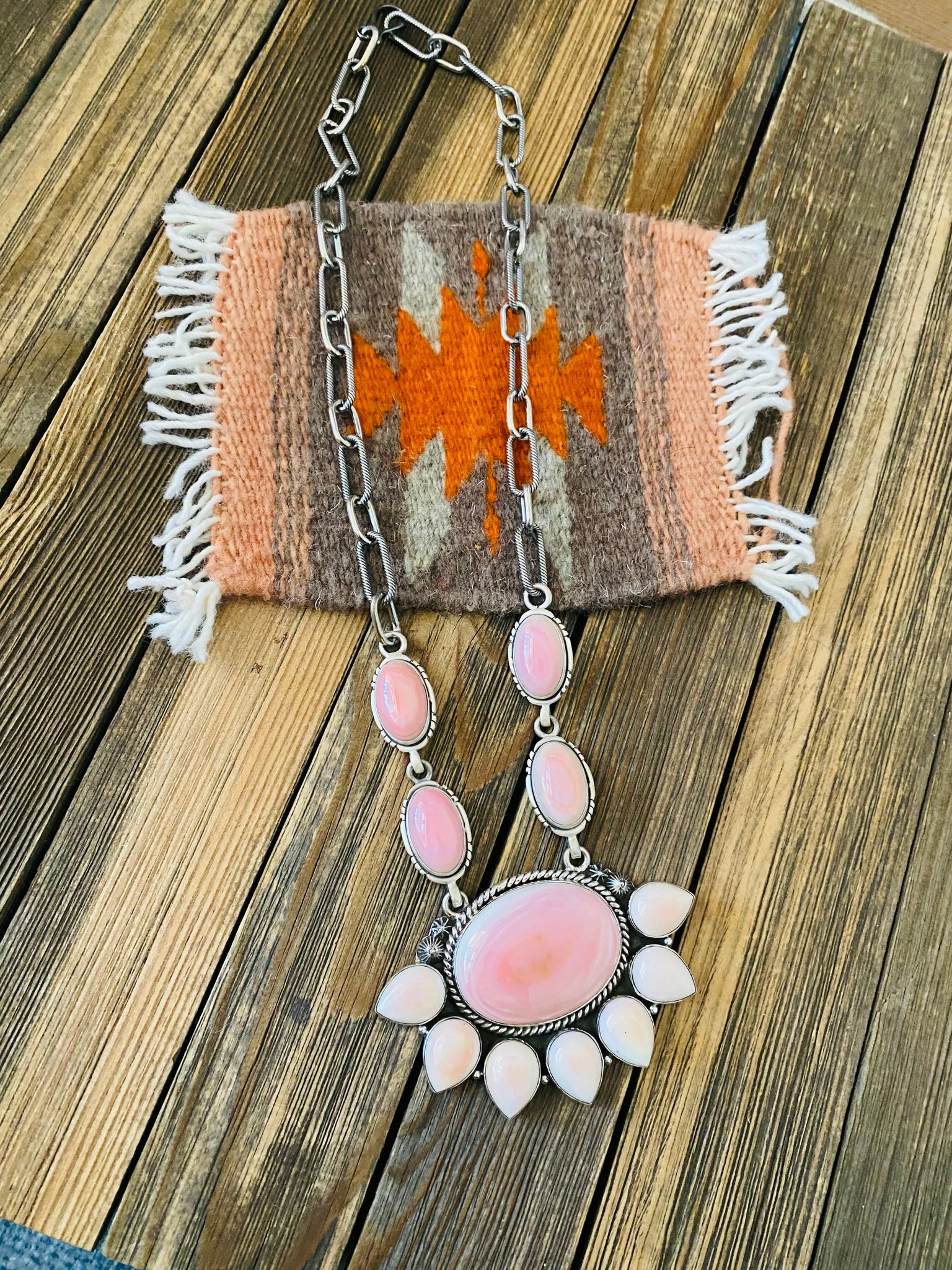 Pink conch sale shell necklace