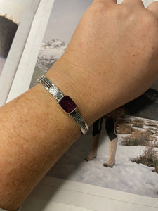Navajo Purple Spiny Sterling Silver Cuff Bracelet