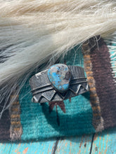 Load image into Gallery viewer, Navajo Golden Hills &amp; Sterling Silver Tufa Cast Cuff Bracelet Signed